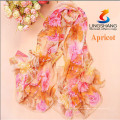 Frauen Chiffon Georgette mehrfarbige Blüten Lange Silk Schal Wraps Schal